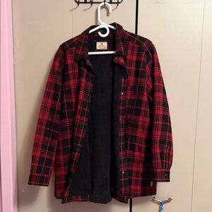 Men's Red and Black Plaid Jacket